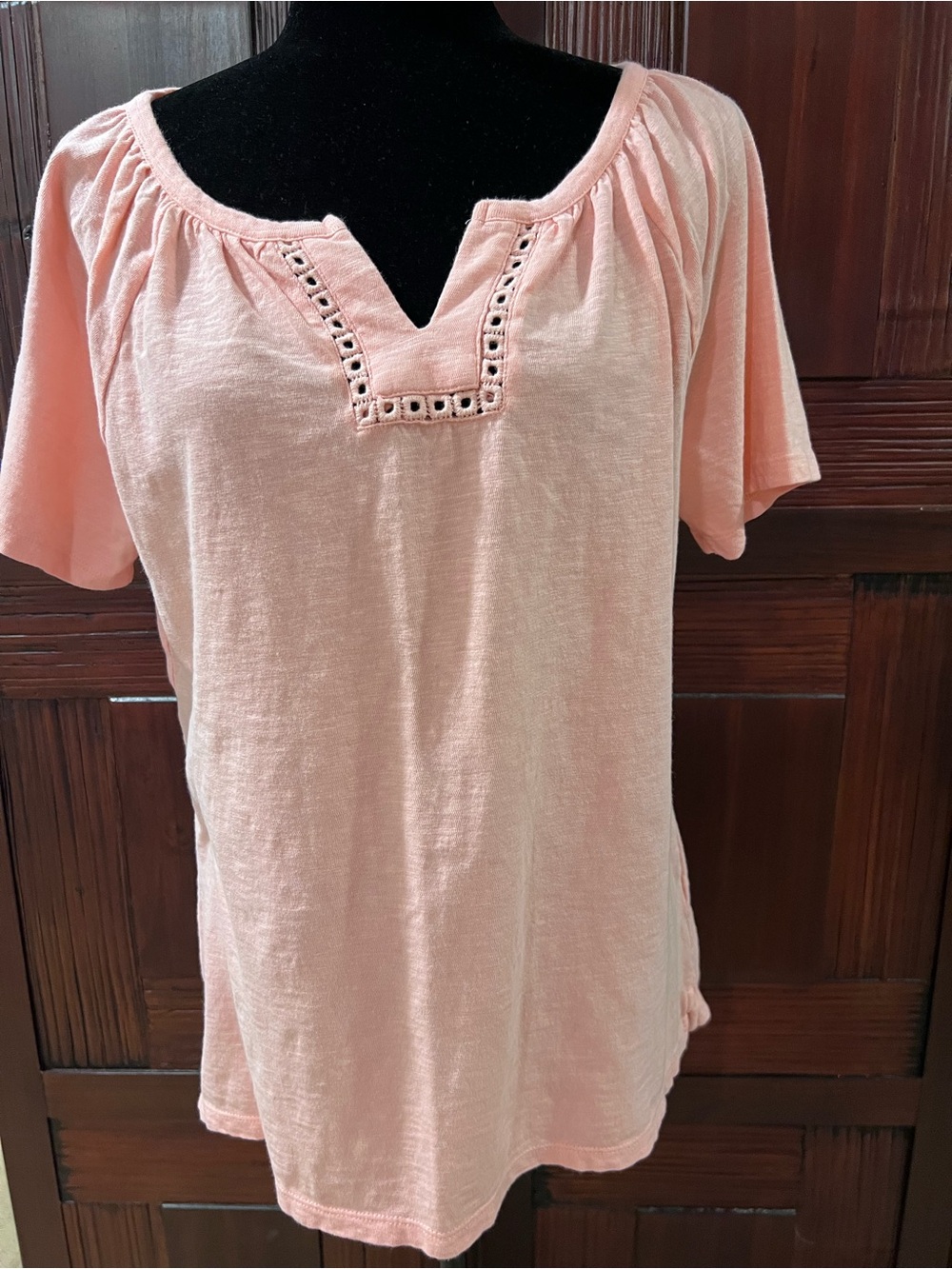 Talbot Blush Pink Women's Top with Eyelet Detail, Large